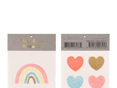 Temporary Tattoo - Rainbow & Hearts Online Hot Sale