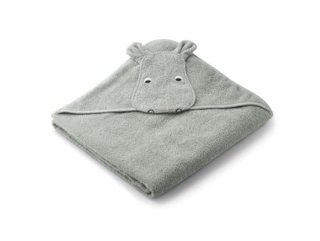 Hooded Towel - Organic Cotton - Hippo - Dove Blue Sale