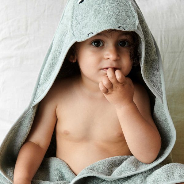 Hooded Towel - Organic Cotton - Hippo - Dove Blue Sale