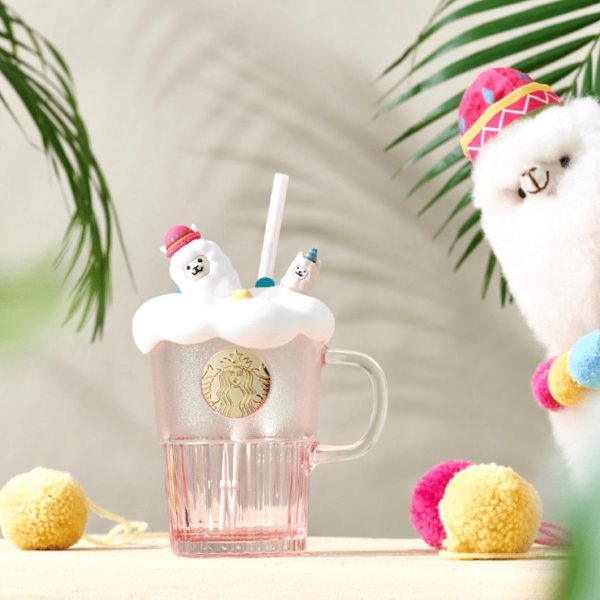 Starbucks China - 🦙 Alpaca Paradise 2024 - 22O. Alpaca Silicone Cover Glass Mug with Straw 400ml Cheap