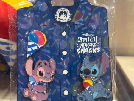 DLR WDW - Stitch Attacks Snacks Limited Released Disney Pin Set - 7 12 Shaved Ice 🍧 on Sale