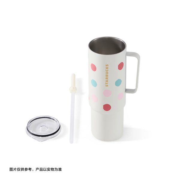 Starbucks China - 🦙 Alpaca Paradise 2024 - 10S. MiiR White Polka Dot Stainless Steel Cup with Straw 946ml For Discount