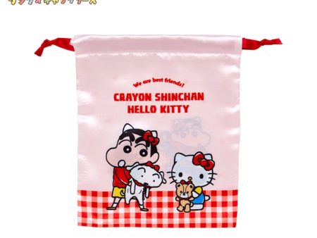 Japan Sanrio - Hello Kitty Crayon Shin-chan Ribbon Drawstring Bag Discount