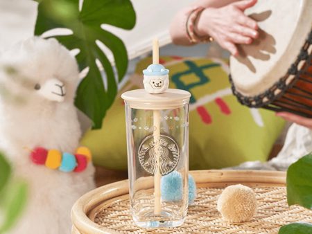 Starbucks China - 🦙 Alpaca Paradise 2024 - 12S. Alpaca Lid Glass Bottle with Straw 473ml For Discount