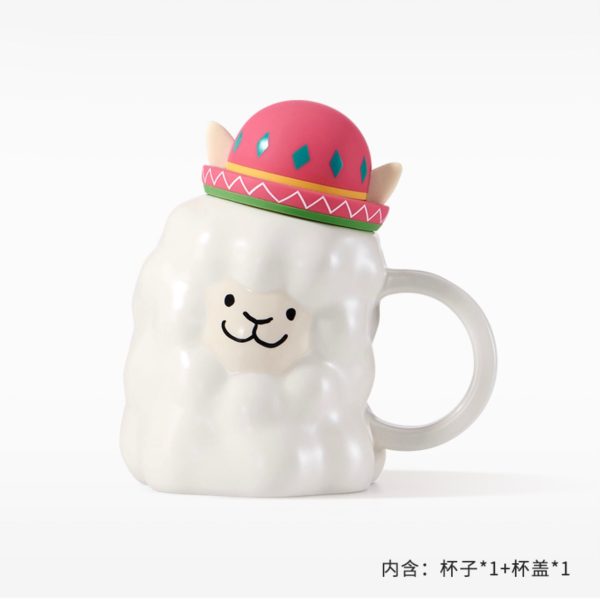 Starbucks China - 🦙 Alpaca Paradise 2024 - 24O. 3D Alpaca Portrait Ceramic Mug with Lid 520ml Cheap