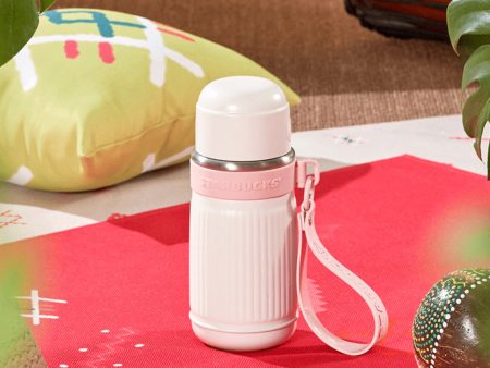 Starbucks China - 🦙 Alpaca Paradise 2024 - 7S. White Embossed Stripe Stainless Steel ToGo Bottle 660ml For Sale