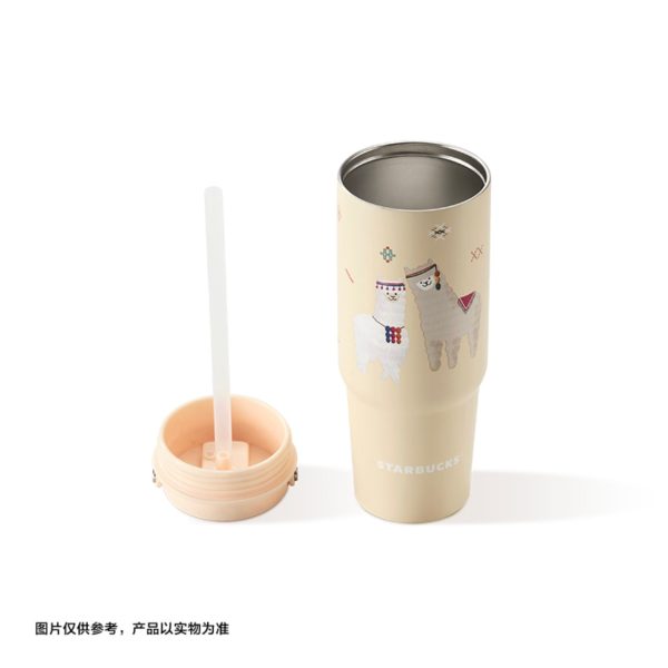 Starbucks China - 🦙 Alpaca Paradise 2024 - 20O. Cream Double-Drink-Hole Stainless Steel Cup 820ml Supply