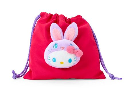 Japan Sanrio - Hello Kitty Boa Face Drawstring Bag (Colorful Bunny) Color: Red For Cheap