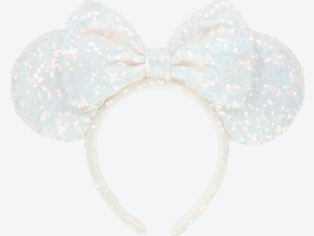 TDR - Minnie Mouse  Sparkling White  Sequin Bow Ear Headband (Release Date: July 18, 2024) Sale