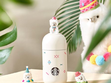 Starbucks China - 🦙 Alpaca Paradise 2024 - 21O. 3-Topper Off-White Capsule Stainless Steel Bottle 220ml Sale