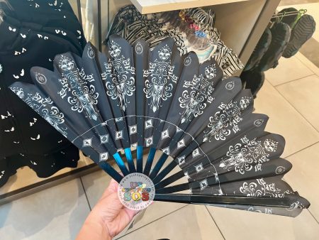 DLR WDW - Haunted Mansion - Black Scallop Fabric Hand Fan Discount