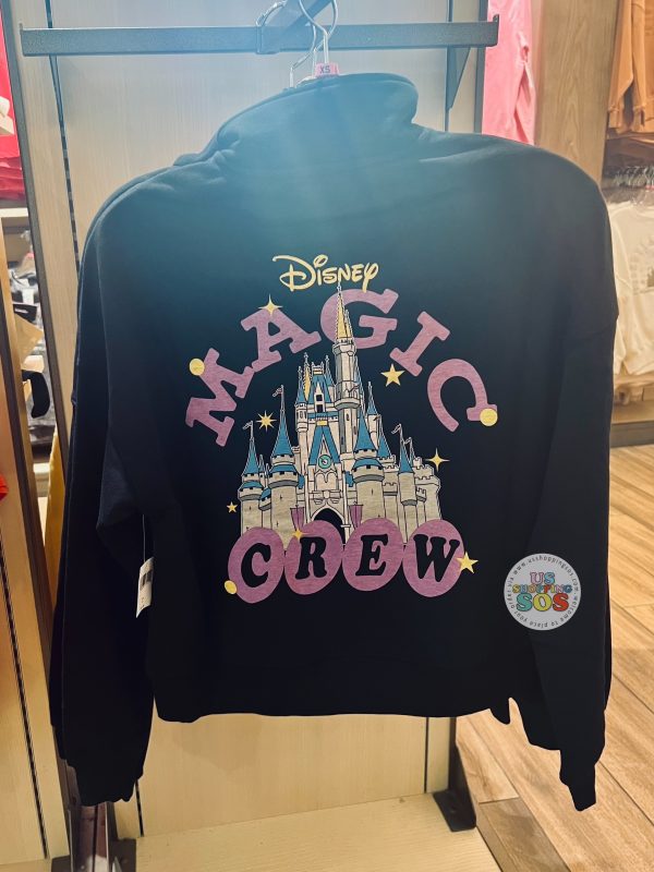 DLR - Fantasia Mickey Sorcerer s Apprentice “Disneyland Resort” Disney Magic Crew Black Half-Zip Pullover (Adult) Hot on Sale