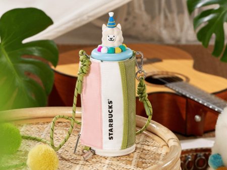 Starbucks China - 🦙 Alpaca Paradise 2024 - 5S. Off-White Stainless Steel Water Bottle 380ml + Bottle Carrier Supply