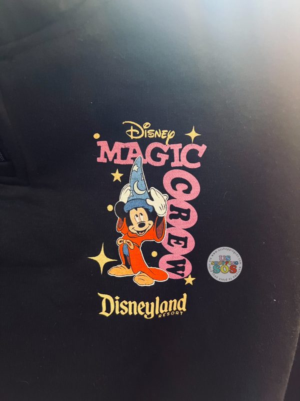 DLR - Fantasia Mickey Sorcerer s Apprentice “Disneyland Resort” Disney Magic Crew Black Half-Zip Pullover (Adult) Hot on Sale