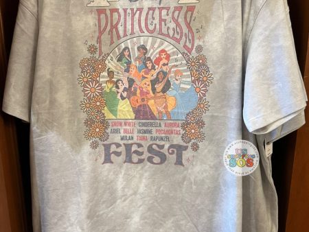 On Hand!! WDW - Disney Princess Fest Tie-Dye Grey Graphic Tee For Discount