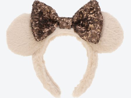 TDR - Fluffy Fluffy Warm Goods x Minnie Mouse Sequin Bow Ear Headband (Color: Beige) (Release Date: Oct 26) Cheap