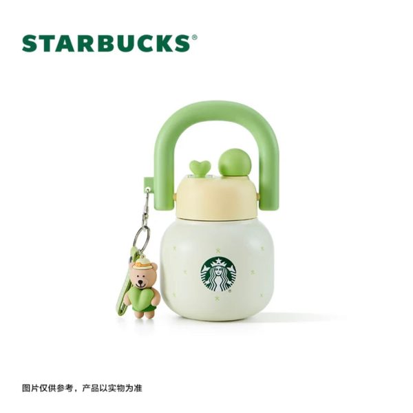 Starbucks China - Colorful Succulent Garden 2024 - 6O. Double Hole Stainless Steel Water Bottle with Bearista Charm 650ml Fashion