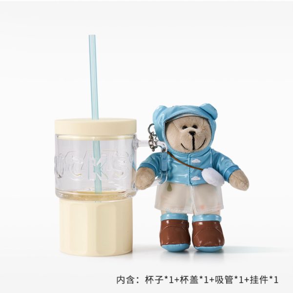 Starbucks China - Sunny & Rainy 2024 - 3S. Raincoat Bearista Keychain + Straw Glass Cup 515ml Sale