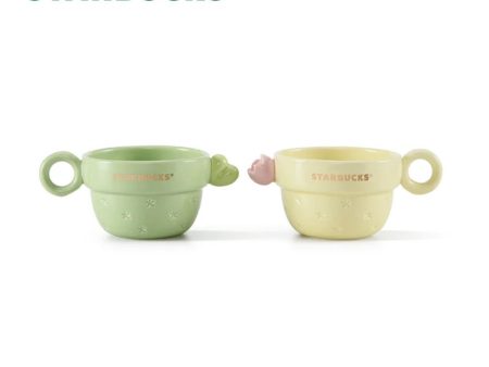 Starbucks China - Colorful Succulent Garden 2024 - 1O. Green & Yellow Cactus Mug Set of 2 240ml Discount