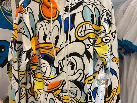 DLR WDW - Donald Duck 90th Anniversary - All-Over-Print Pop Art Collage Zip Hoodie Jacket (Adult) Online Hot Sale