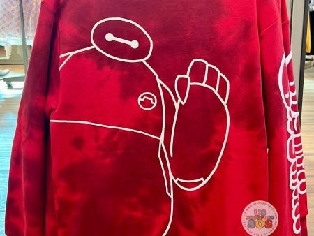 DLR WDW - Big Hero 6 - Baymax Red Black Tie-Dye Fleece Pullover (Adult) Online now