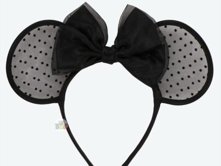 Clearance!!! TDR - Minnie Mouse Black Color Dot Lace Ear Headband Hot on Sale