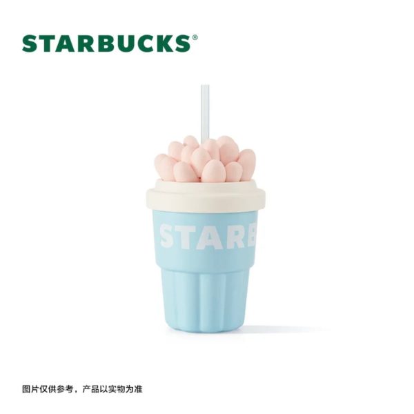 Starbucks China - Colorful Succulent Garden 2024 - 8O. Blue Ceramic Cold Cup 415ml Sale