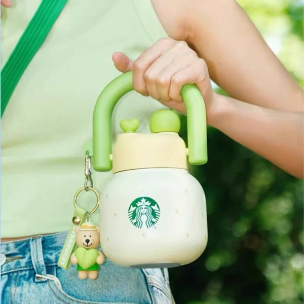 Starbucks China - Colorful Succulent Garden 2024 - 6O. Double Hole Stainless Steel Water Bottle with Bearista Charm 650ml Fashion