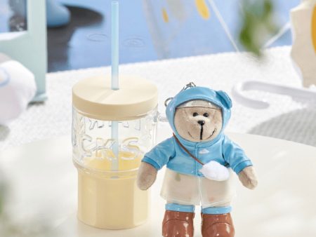 Starbucks China - Sunny & Rainy 2024 - 3S. Raincoat Bearista Keychain + Straw Glass Cup 515ml Sale