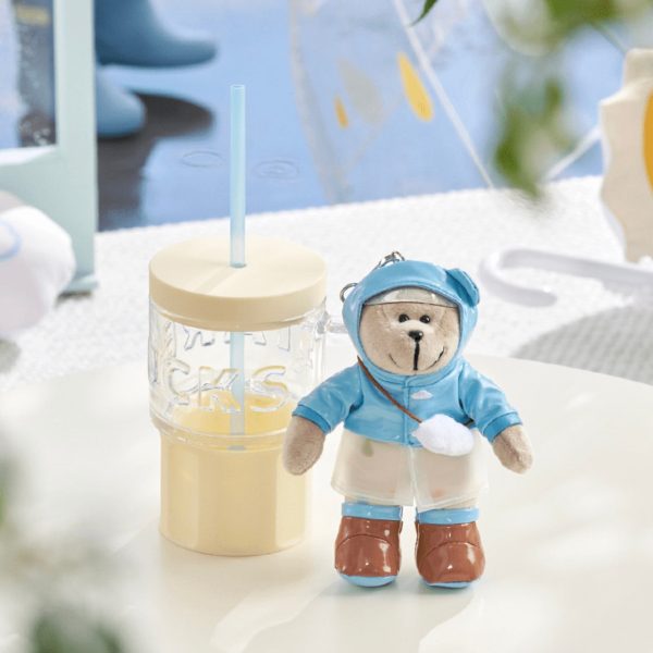 Starbucks China - Sunny & Rainy 2024 - 3S. Raincoat Bearista Keychain + Straw Glass Cup 515ml Sale