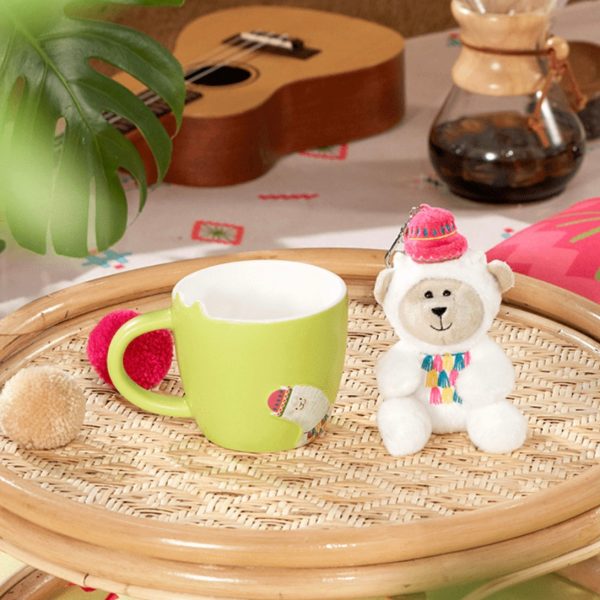 Starbucks China - 🦙 Alpaca Paradise 2024 - 1S. Apple Green Ceramic Mug 365ml + Bearista Plush Keychain Sale