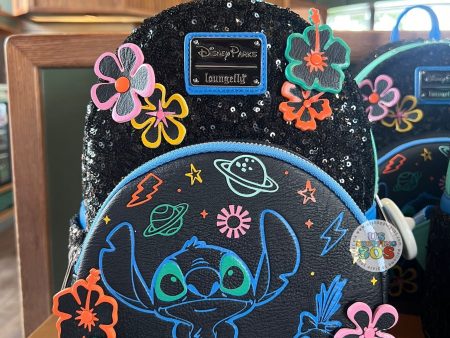 DLR WDW - Lilo & Stitch 2024 626 Day - Loungefly Stitch & Scrump Black Sequin Backpack Discount