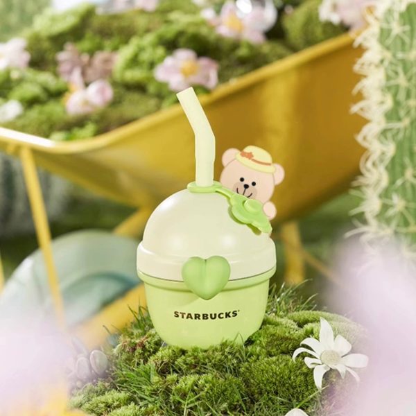 Starbucks China - Colorful Succulent Garden 2024 - 7O. Green Stainless Steel Sippy Cup 370ml For Sale