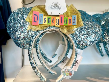 DLR - Disneyland Marquee Sky Blue Sequin Ear Headband Online now