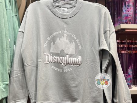 DLR - “The Happiest Place on Earth Disneyland Resort Since 1955” Castle Cloudy Gray Pullover (Adult) Hot on Sale