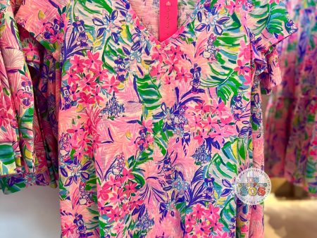 DLR WDW - Disney x Lilly Pulitzer - Minnie & Daisy Disney Dreaming Short Sleeve V-Neck Top For Sale