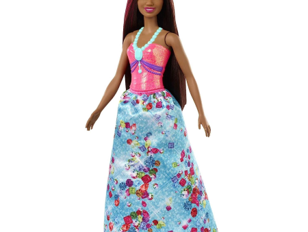 BARBIE Dreamtopia Princess 12  Doll Brunette with Pink Hairstreak Wearing Blue Skirt and Tiara (GJK15) on Sale